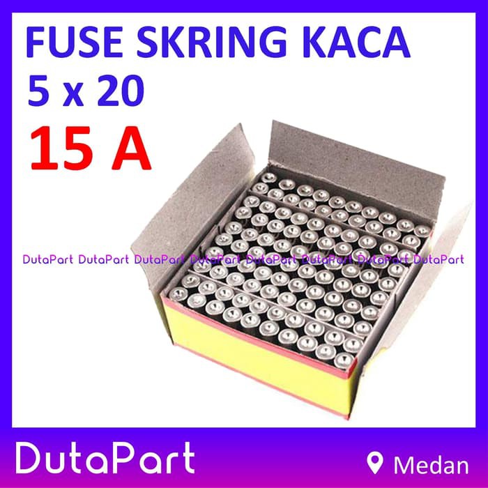 Skring Fuse Kaca 15A Uk. 5x20 mm 250VAC Sekring Sekering 15 A Ampere