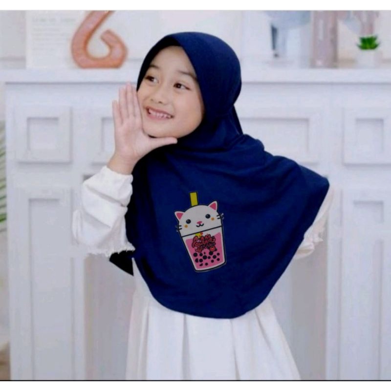 hijab anak karakter boba / jilbab boba 3-6thn