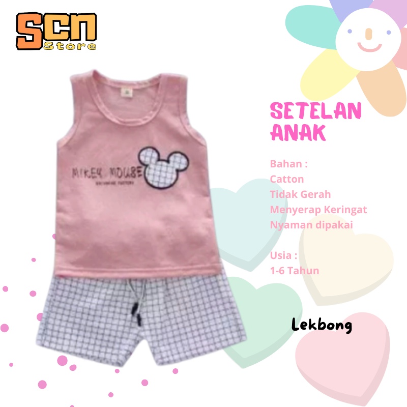 SCN STORE Setelan Anak Mixue Usia 1-6 Tahun / Setelan Kekinian