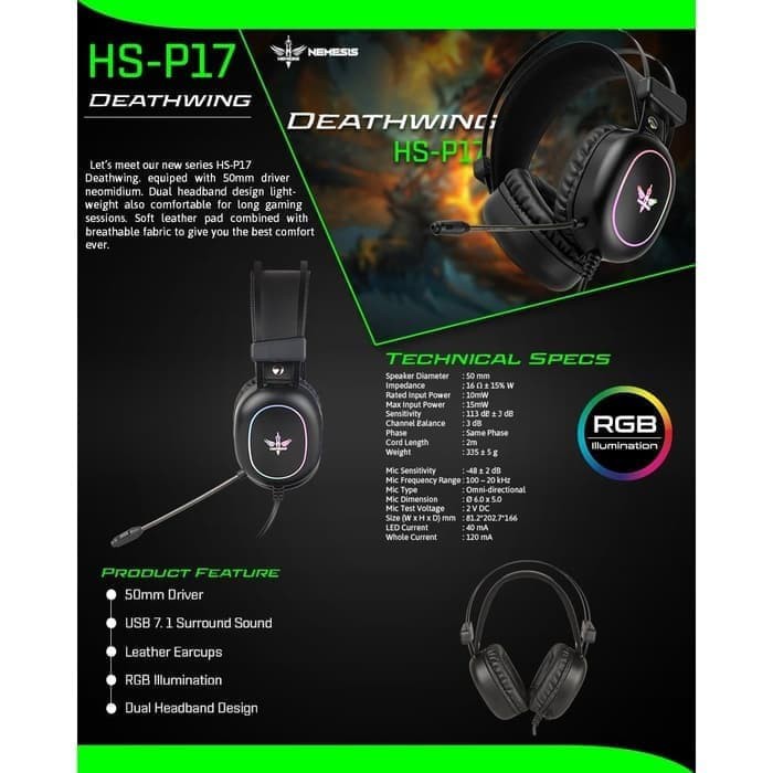 NYK HS-P17 Deathwing 7.1 RGB Gaming Headset