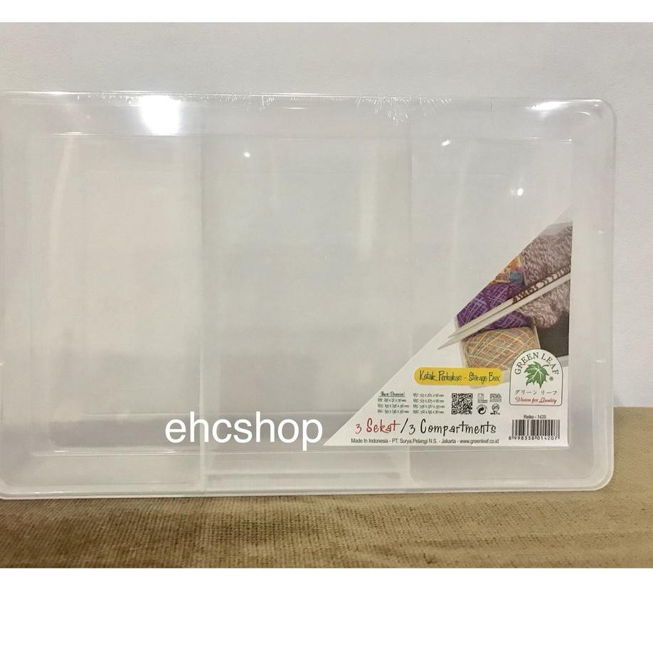 

Baru KOTAK PERKAKAS / BOX PLASTIK 3 SEKAT SERBAGUNA GREEN LEAF 1420