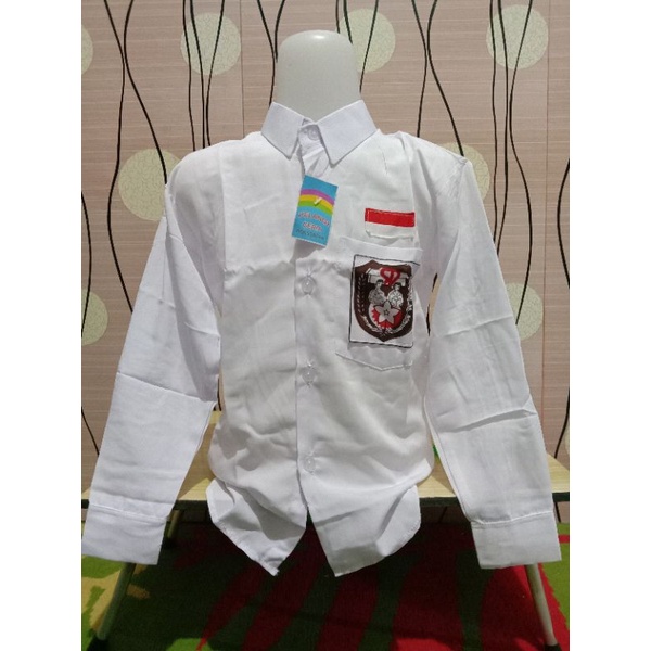 BAJU PUTIH SD TANGAN PANJANG TYSU/ BAJU PUTIH LENGAN PANJANG MEREK PELANGI CERIA/SERAGAM SEKOLAH MURAH