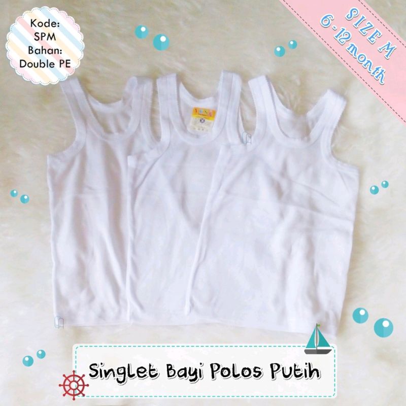 Singlet bayi polos putih / Kaos dalam bayi polos putih SNI