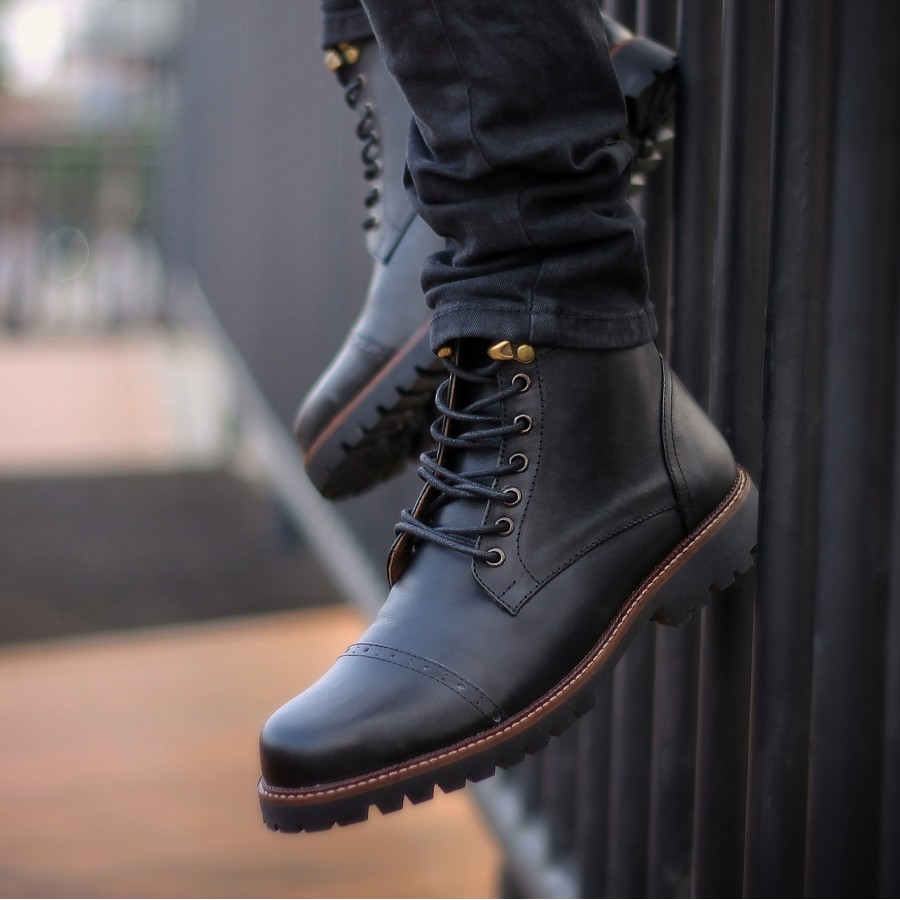 ARPEGIO BROWN REYL MEN KULIT - Sepatu Pria Boots Brown Kulit Safety Boot Pria