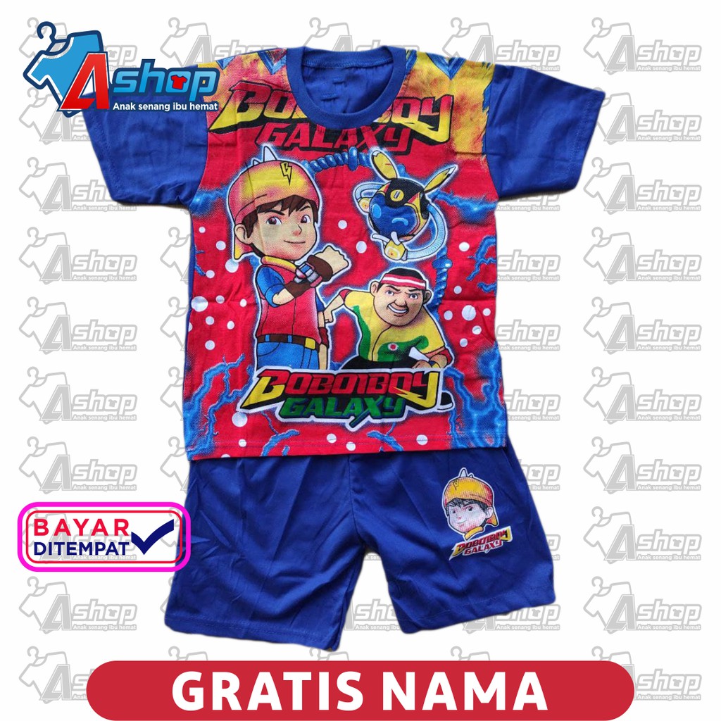 Baju Anak Setelan BoBoiBoy Gratis Sablon Nama