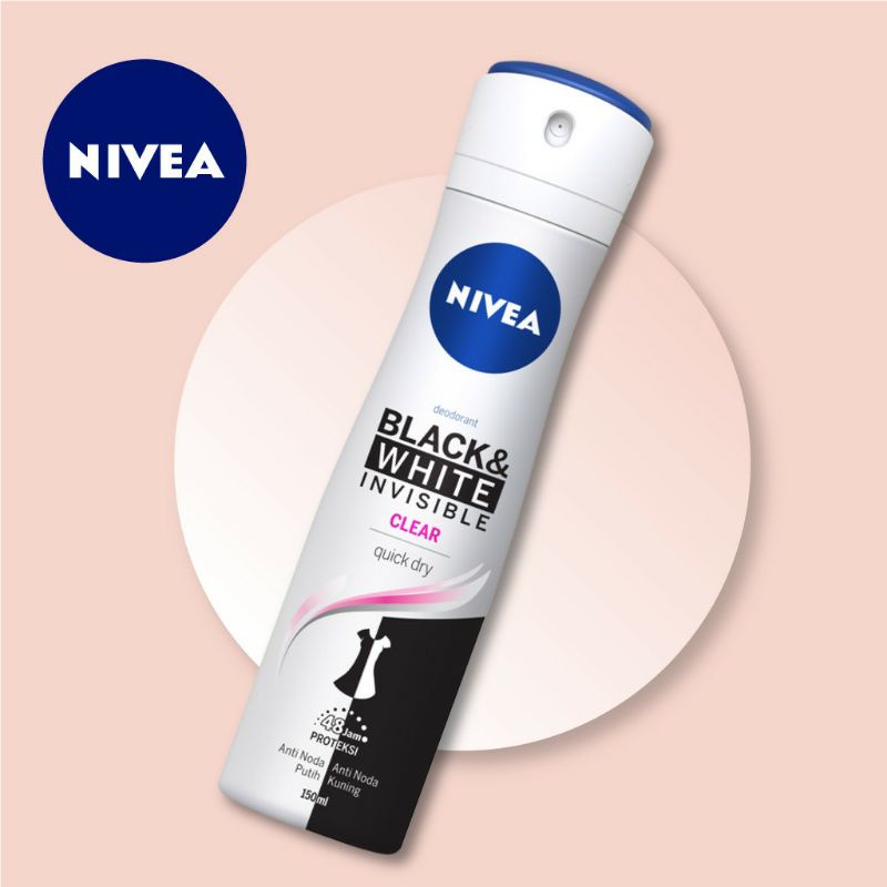 NIVEA Black &amp; White Invisible Clear Deodorant Spray 150ml (HANYA PULAU JAWA SAJA)