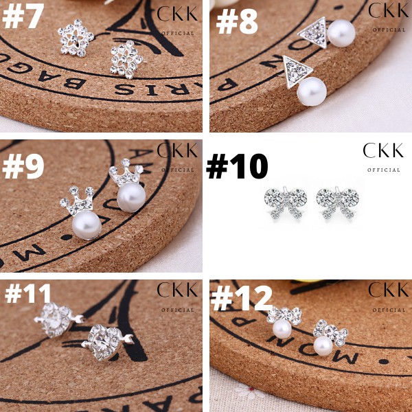 ➰CKK➰ Anting Tusuk Stud Motif  FA97 Permata dan Batu Mutiara Cantik