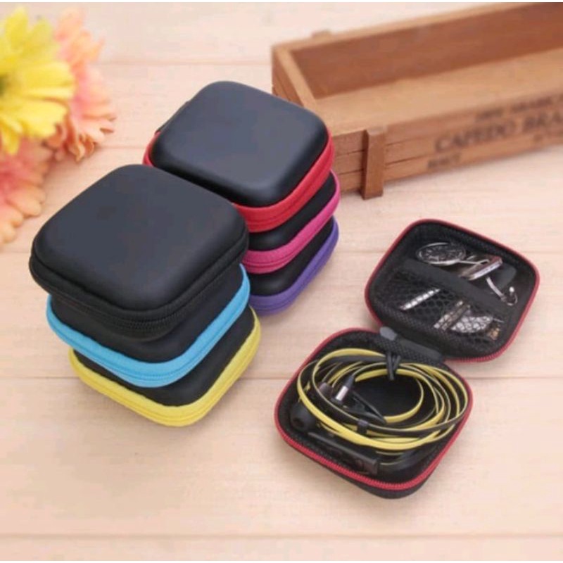 Tempat Penyimpanan Headset Travel Pouch Dompet Persegi Case Organizer Tempat Headset Koin Kunci Kotak Penyimpanan