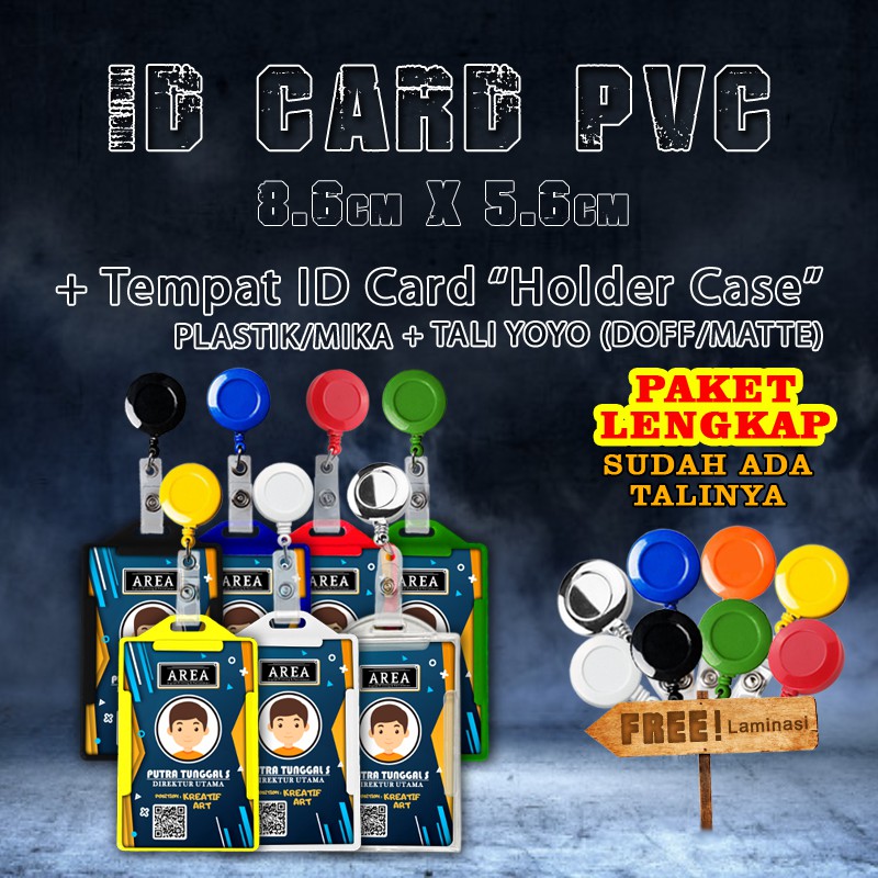 

Paket Lengkap Print dan Cetak ID Card/Kartu Identitas + Tempat ID Card Mika Plastik + Yoyo Doff