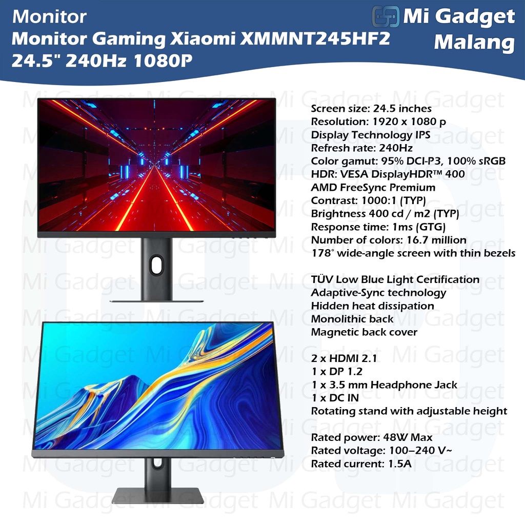 Led Monitor Gaming XMMNT245HF2 24.5&quot; 240Hz 1080P HDR Free-Sync