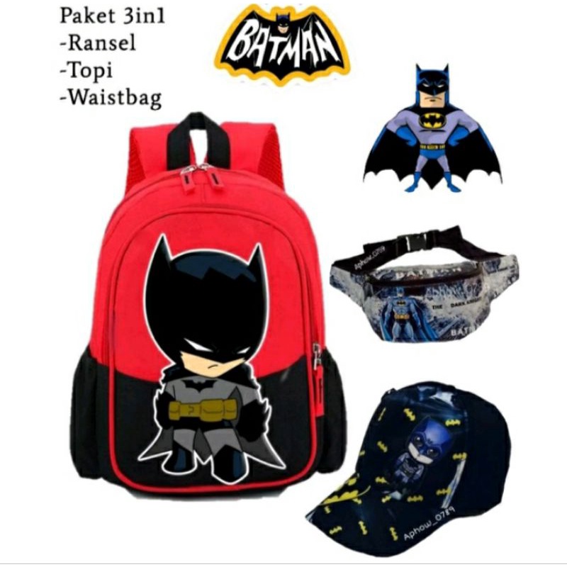 Paket Hemat 3in1 Ransel anak batman backpack anak sekolah termurah