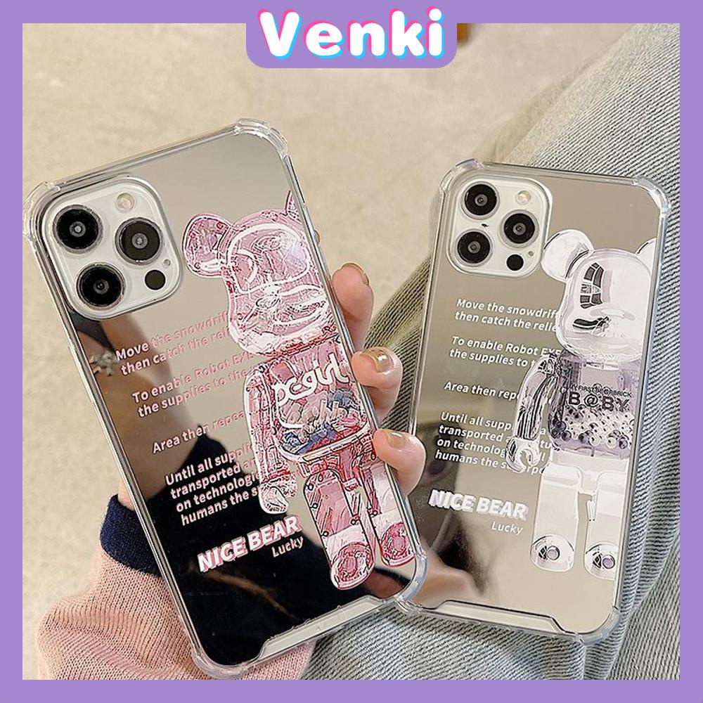 iPhone Case Acrylic HD Mirror Laser Airbag Shockproof Protection Camera Cute Cartoon Bear Compatible For iPhone 11 iPhone 13 Pro Max iPhone 12 Pro Max iPhone 7 Plus iPhone xr