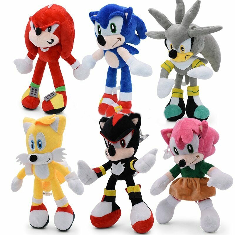 Boneka Sonik The Hedgehog Bahan Plush Warna Silver Ukuran 28cm Untuk Hadiah