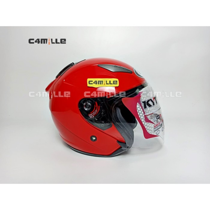 Helm KYT Galaxy Double Visor red ferrari / merah ferrari