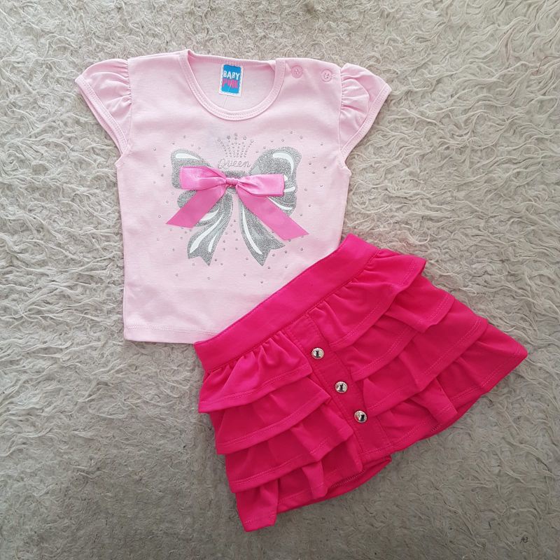 Setelan Bayi Ribbon ruffle skirt set