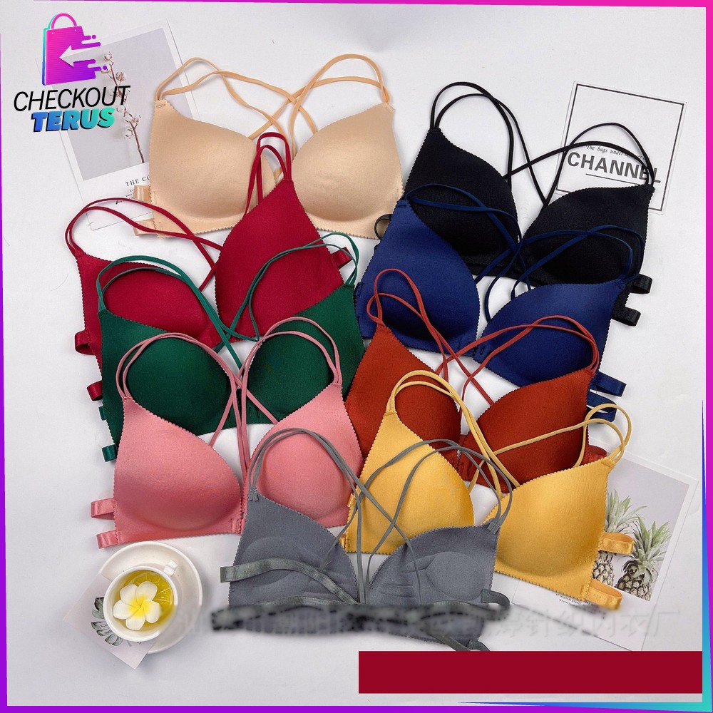 CT P64 P65 Pakaian Dalam Atasan Wanita Bra Seamless Tanpa Kawat BH Push Up Bra Kancing Depan Tanpa Kawat Bra Olahraga