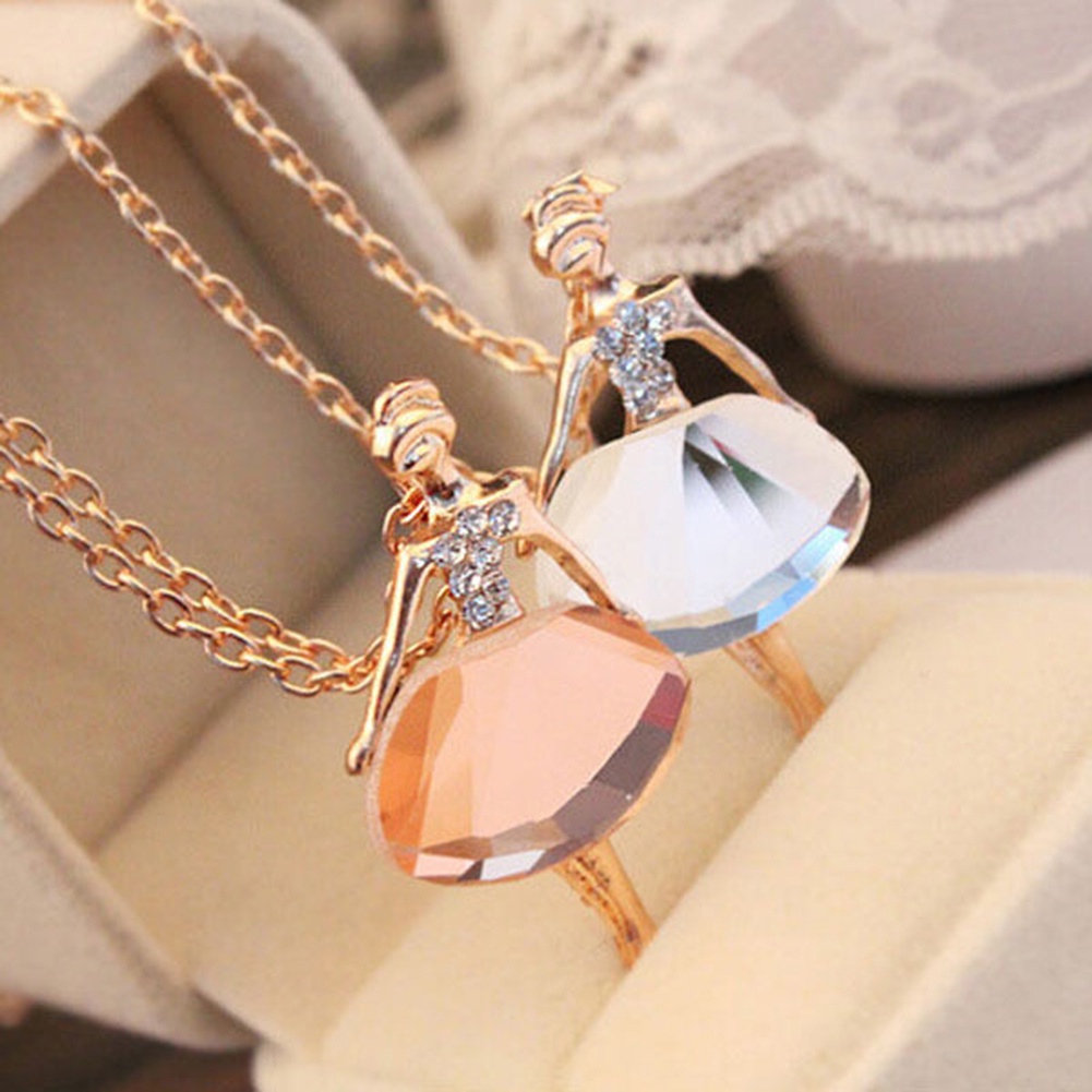 Hu Hu Hu Hu Hu Alat Bantu Pasang Kacamata♡ Kalung Rantai Liontin Penari Balet Hias Berlian Imitasi Untuk Wanita