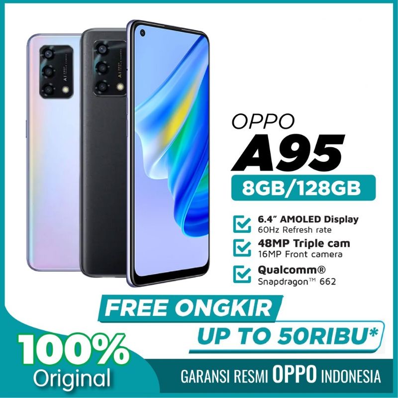 OPPO A95 13/128GB ( 8GB + 5GB EXTEDED RAM ) GARANSI RESMI OPPO