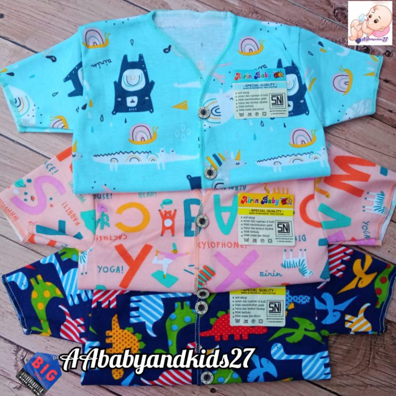 AIRIN 6PC BAJU BAYI LENGAN PENDEK FULL PRINTING USIA NEWBORN 0-4 SNI HIGHT MOTIF RANDOM