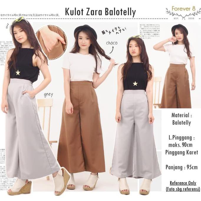 Big SALE Store Celana Kulot Salur Plisket Wanita Celana Pleats Cullot Salur Cewek Pinggang Tali ZARA