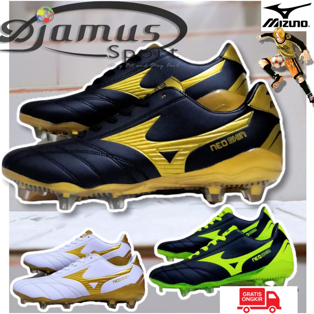SEPATU BOLA MIZUNO NEO SHIN HITAM GOLD PUTIH STABILO | SEPATU BOLA MIZUNO 2021 REAL PICT | SEPATU BO