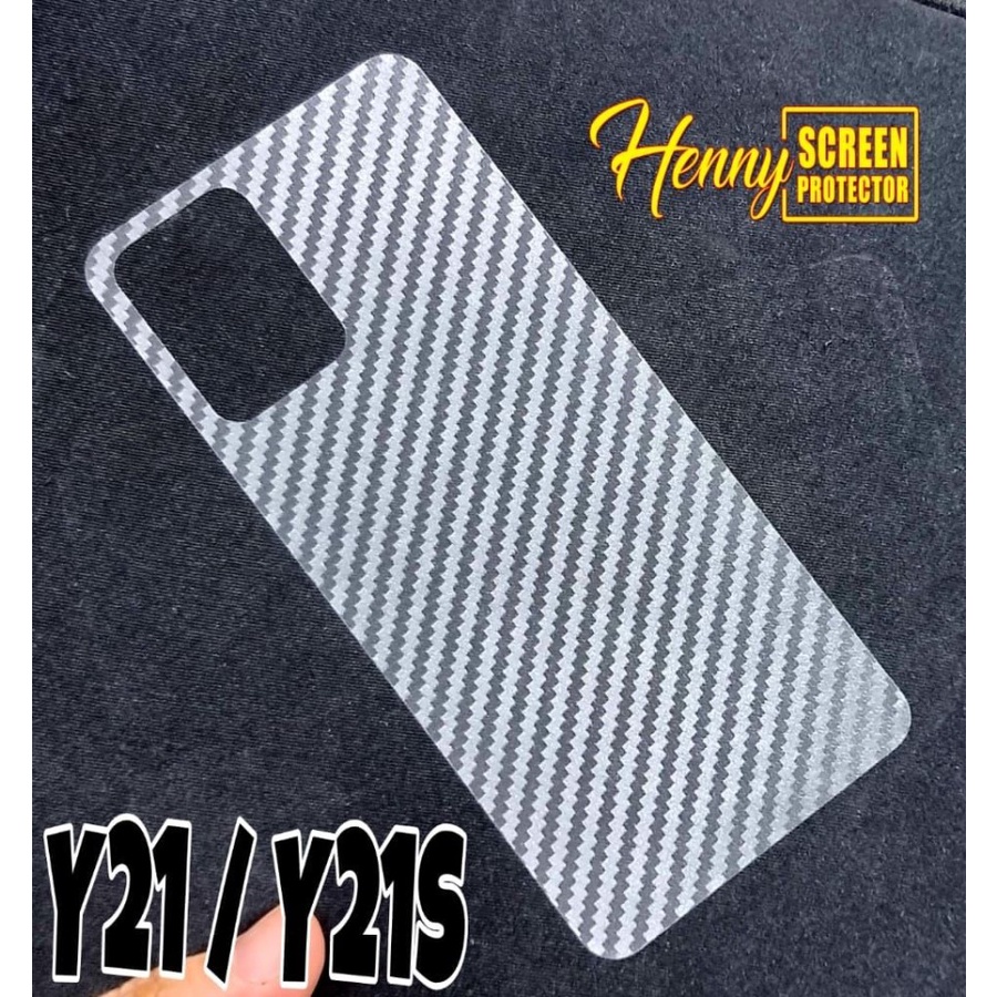 GARSKIN Sticker Carbon Vivo Y21 Y21s 2021 6.51 inchi Skin Carbon Transparan Anti Jamur