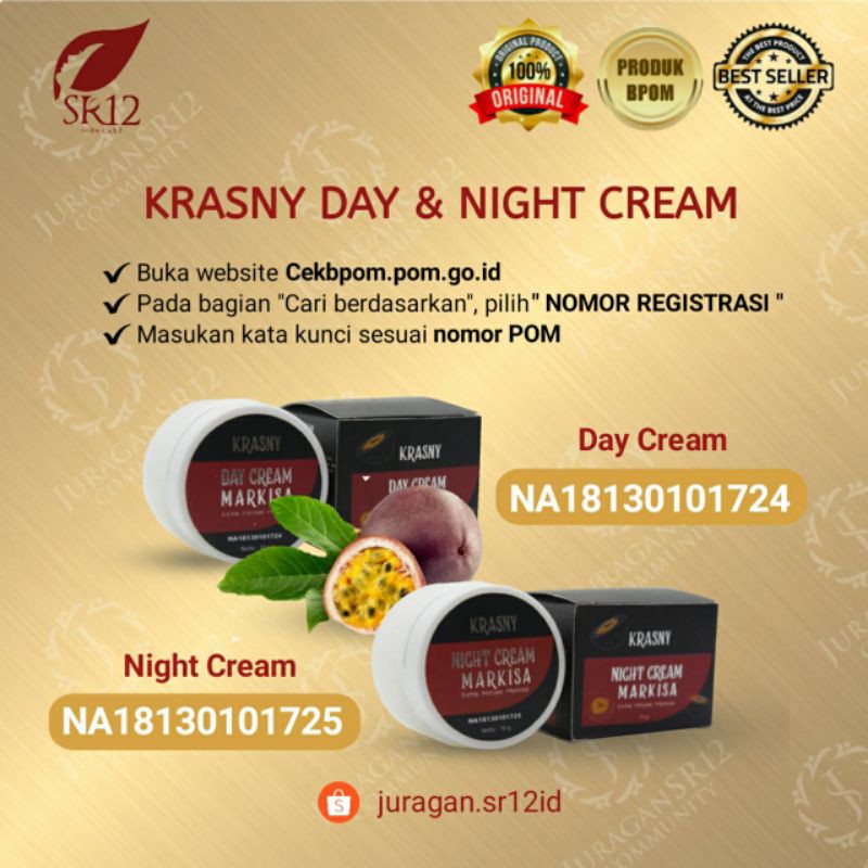 KRIM JERAWAT &amp; FLEK HITAM BPOM / KRASNY DAY &amp; NIGHT CREAM SR12 / KULIT KERING /MENCEGAH PENUAAN DINI