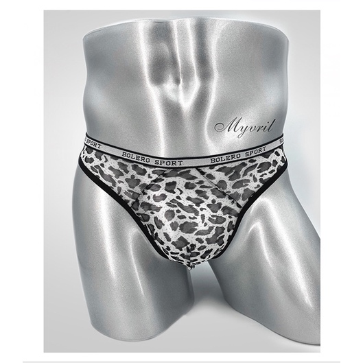 G String Pria Seksi Low Waist Transparan Mesh Celana Dalam Pria Leopard Pola U Segitiga Thong Y055