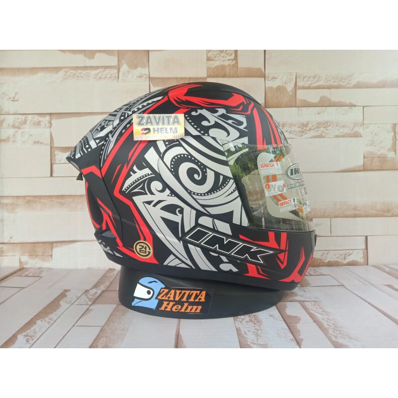 Helm INK CL Max Seri 8 Black Red Doff