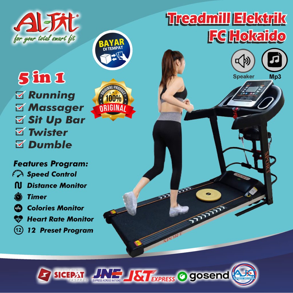 Alat Olahraga Fitness  Gym Lari DiTempat Rumah  Treatmill Treadmill Elektrik FC Hokaido Lipat