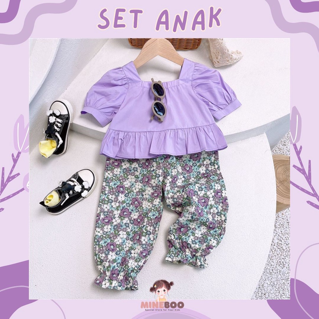 mineboo SET CLANSY POP EBV Baju Setelan Anak Perempuan Import Berkualitas