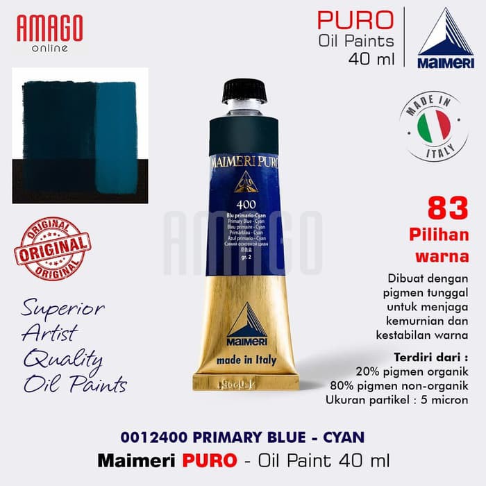 MAIMERI PURO - OIL PAINT - PRIMARY BLUE - CYAN - 40ML - M0012400