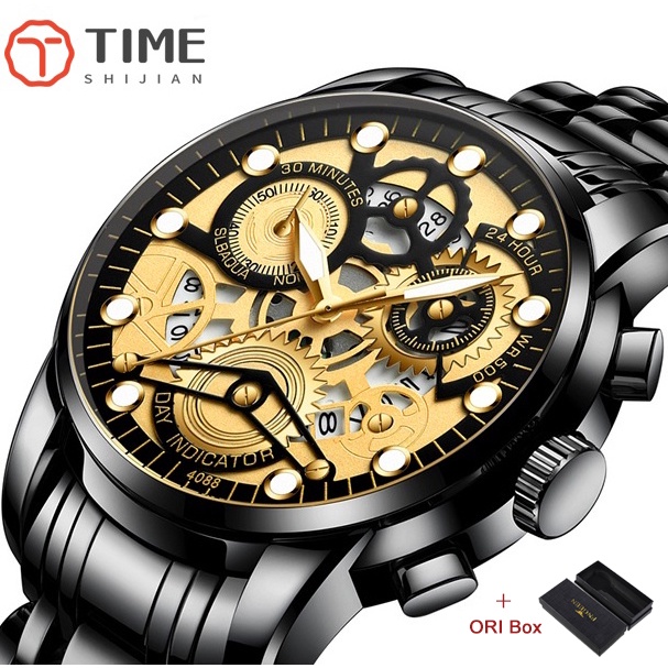 FNGEEN 4088 Jam Tangan Pria Luxury Stainless Steel Original Anti Air Quartz Watch