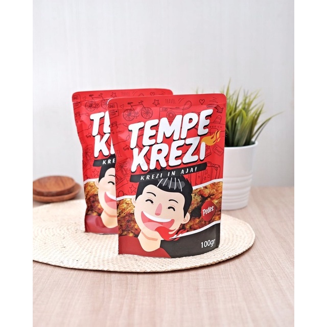 Tempe Krezi Spicy keripik Tempe Pedas Gila Hot Renyah Snack UMKM kekinian khas Indonesia