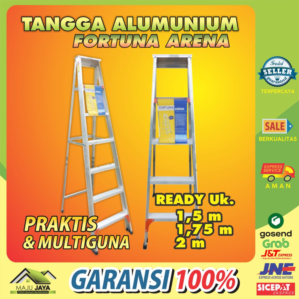 TANGGA ALUMINIUM TANGGA ALUMUNIUM LIPAT FORTUNA ARENA 15M 175M 2M 15 175 2 M METER KUAT AMAN