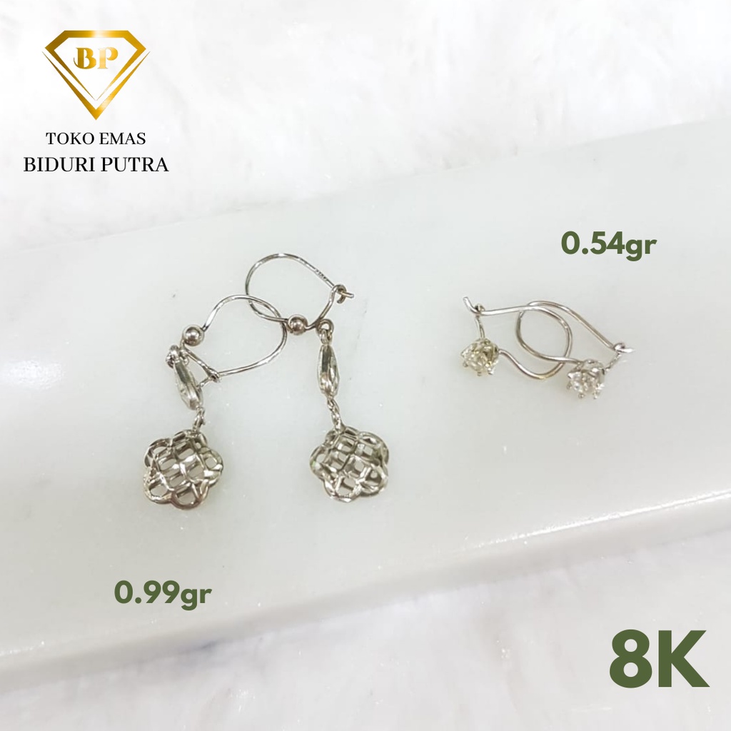 ANTING DESI PERHIASAN EMAS PUTIH ASLI KADAR 8K/375