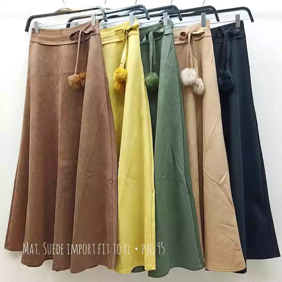 ALEEYA Rok Suede Pom Pom Samping / Kyra Maxi Skirt Suede (2112)