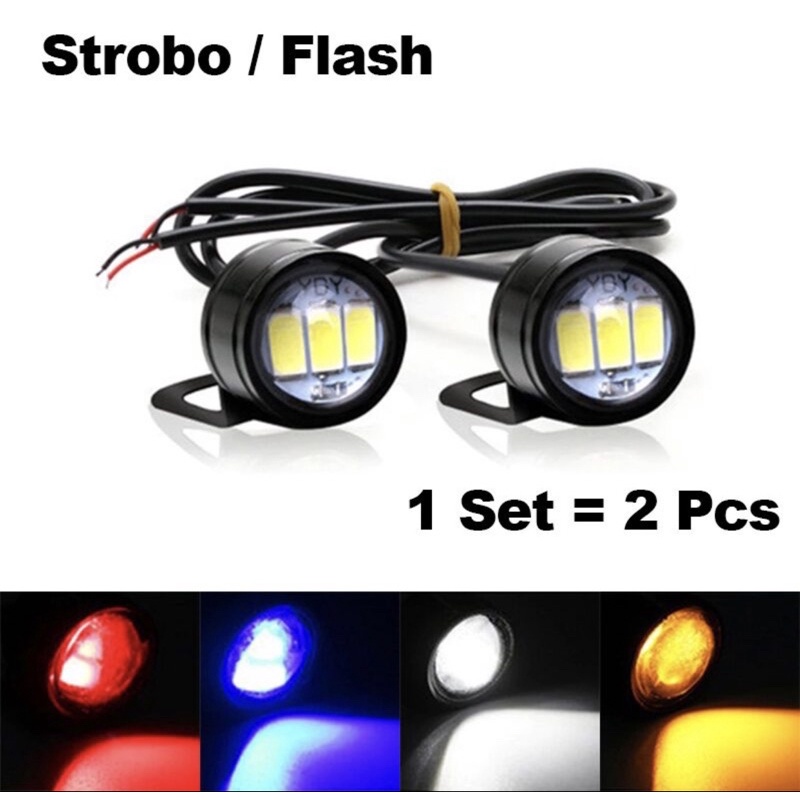 PROMO MATA ELANG STROBO EAGLE EYE FLASH STROBO KEDIP 3 LED DENGAN BRACKET SPION ISI 2 PCS