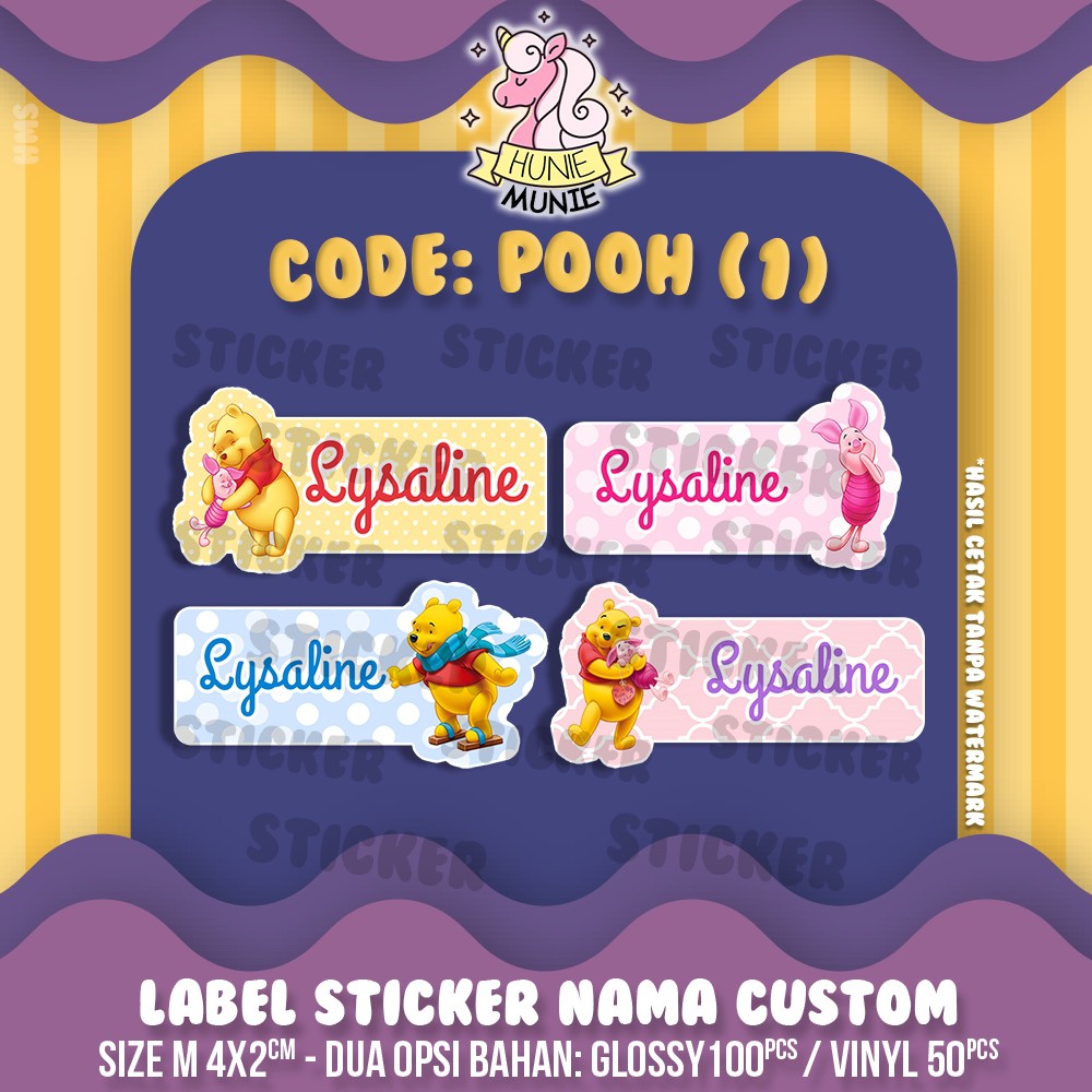 

Sticker Label Nama Custom - Winnie the Pooh (100pcs) Stiker