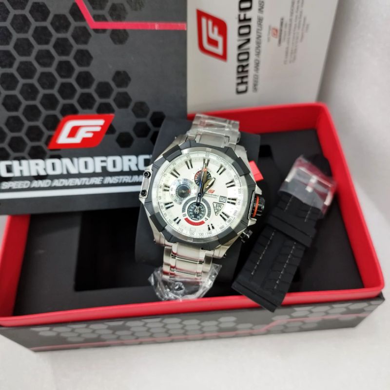 Jam tangan Pria Chronoforce 5209 Tali rantai free tali karet chrono aktif original