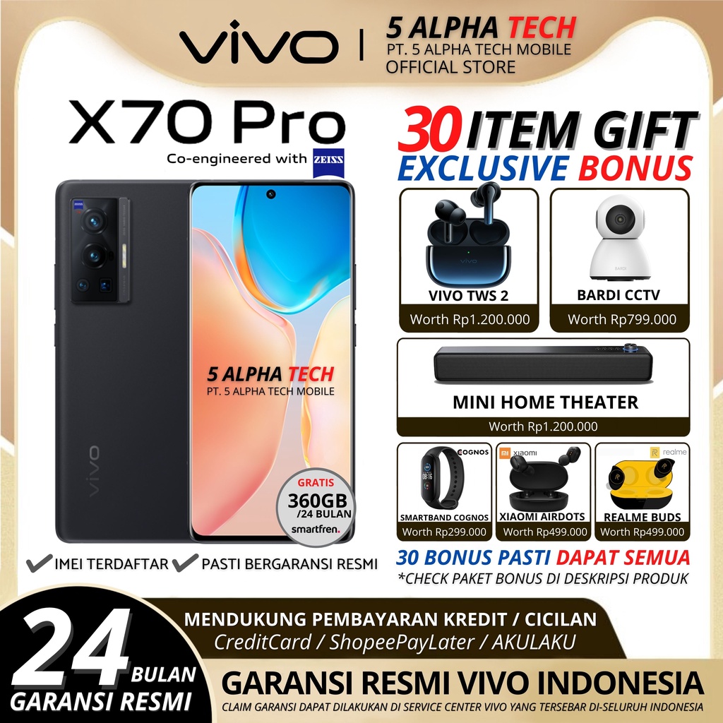 VIVO X70PRO 16/256GB ( 12GB + 4GB EXTENDED RAM ) 5G NFC X70 PRO GARANSI RESMI VIVO