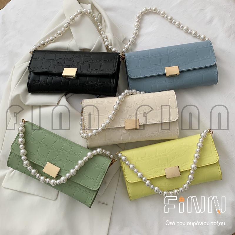 Handbag Casual Polos Wanita Tali Mutiara Bahan PU Fashion Korean Style Import/Tas/Tas Selempang