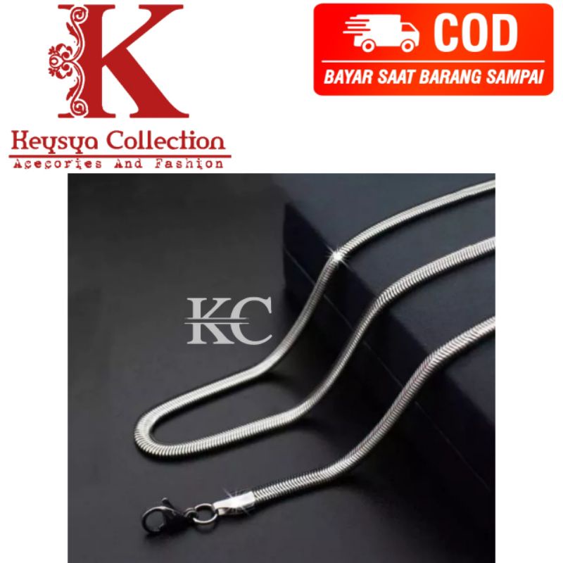 kalung titanium pria wanita kalung fashion gepeng