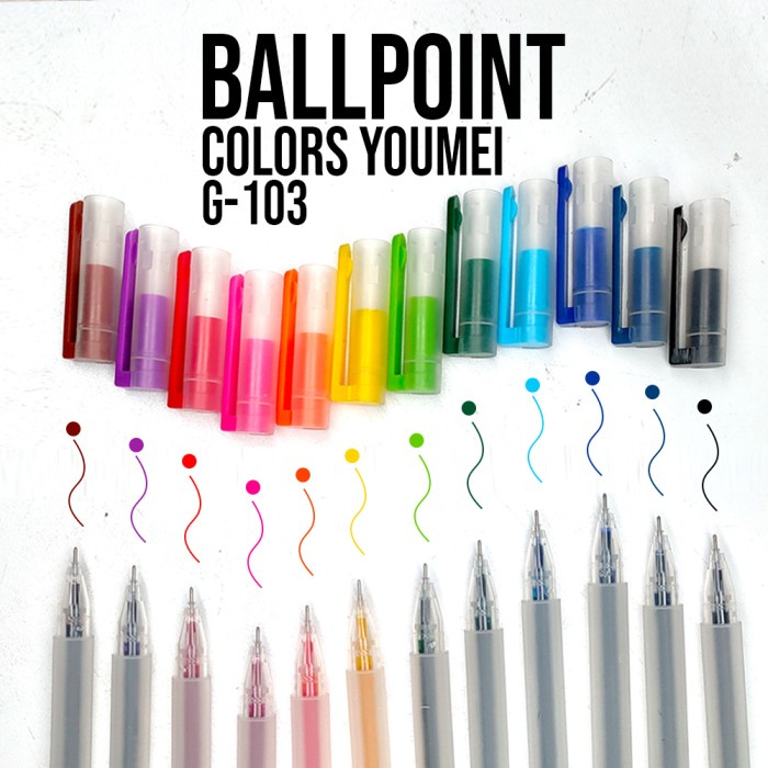 

TERBARU Pulpen gel 12warna / 12pcs pulpen gel warna warni / Pulpen YOUMEI G103