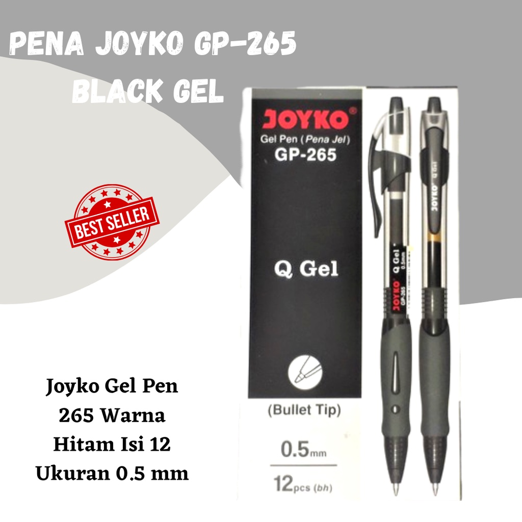 TERLARIS!!! Gel Pulpen Pena Harga 1 PCS Joyko GP-265 Black Gel 0.5 mm