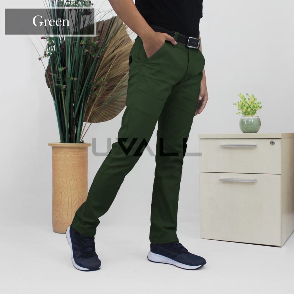 Celana Chino / Chinos Slimfit Pria Original UVALL M L XL - Hijau Army