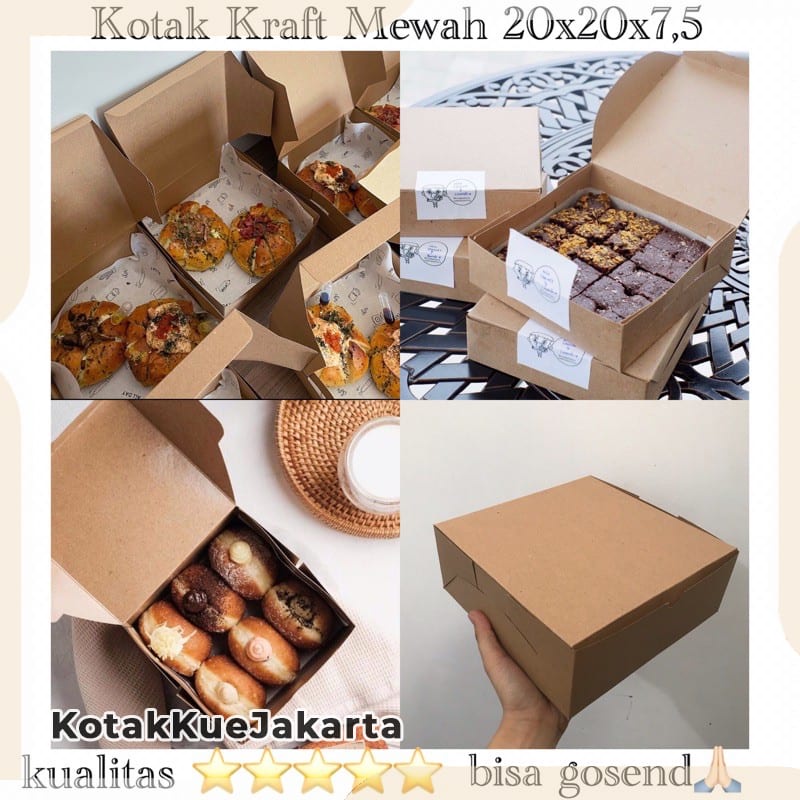 Jual Kotak Kraft Kue Dus Brownies Box Kue Brownies Bolu Cake Box Donat Souvenir 6935