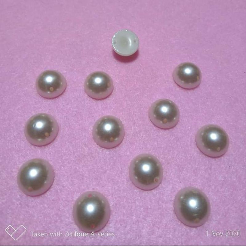 Mutiara Belah Mutbel Mutiara Bulat Mutiara Datar 12mm dan 14mm ( 12 buah )