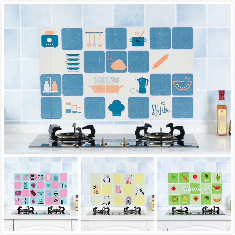 Self adhesive Wallpaper Stiker Dapur Dekorasi/Stiker Kartun Dekorasi Untuk Rumah Kamar Mandi Dapur Ruang Tamu/Self-adhesive Home Oil Proof Cartoon Stickers Ornament