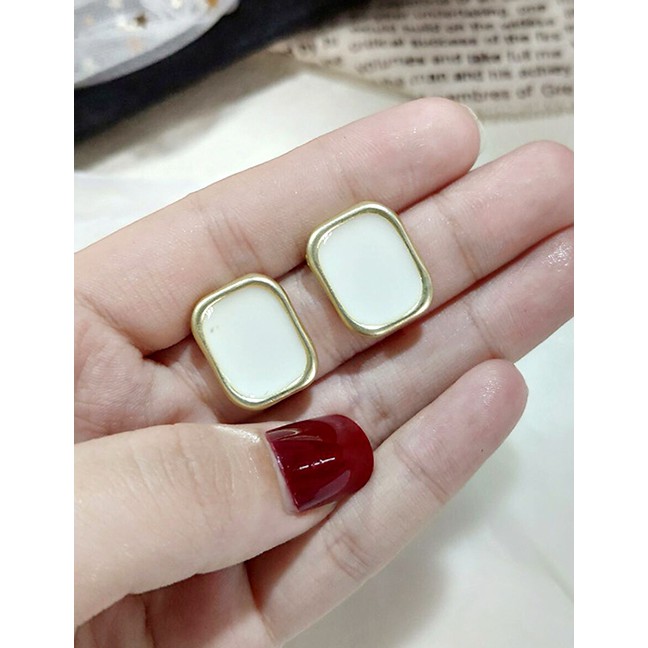 LRC Anting Tusuk Fashion Square Color Irregular Drop Glaze Earrings F5442X